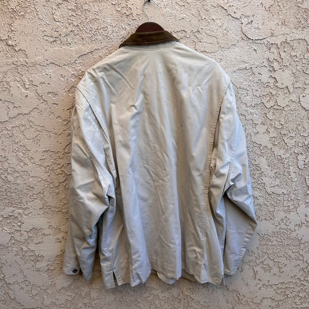 Vintage Banana Republic Cotton Canvas Jacket Brown Leather Collar XL - Picture 5 of 6